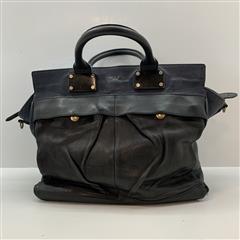 Rag & Bone Large Leather Pilot Bag Blue Black Double Handles w/ Shoulder Strap